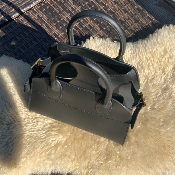 Mini Margaux 7.5 Black Leather Mini Top Handle Tote Bag - Picture 3 of 9